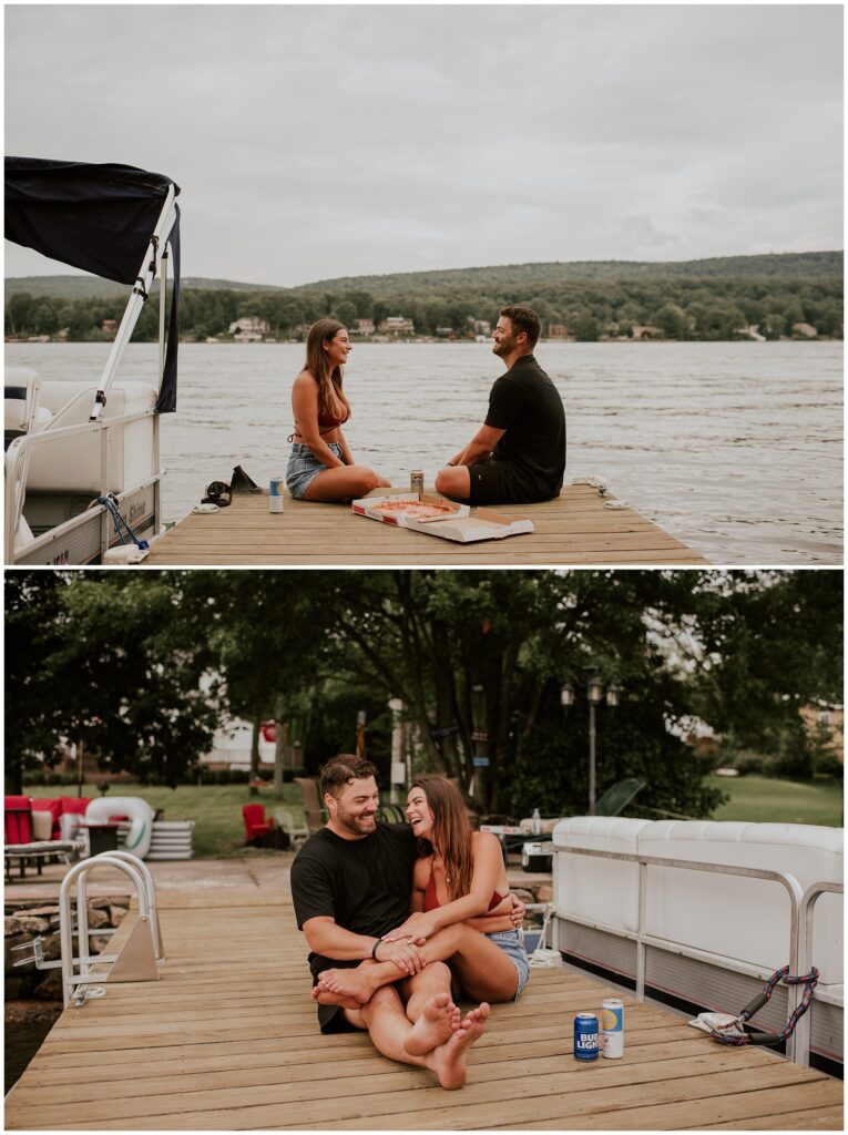 Couples Lakeside Dock Photography Session at Greenwood Lake, NY by Sydney Madison Creative