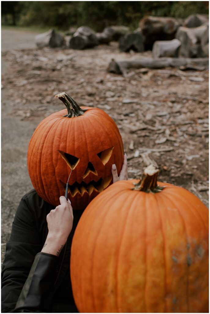Halloween Pumpkin Head Couples Photos by Sydney Madison Creative