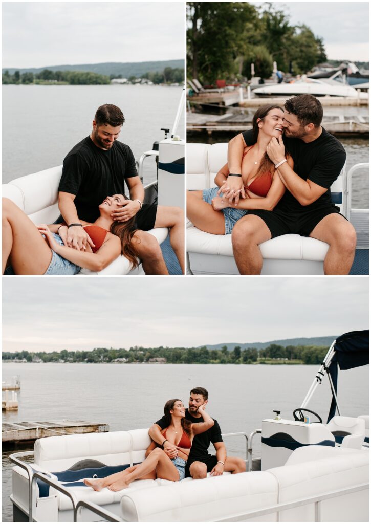 Summer Greenwood Lake NY Boat Engagement Photography by Sydney Madison Creative 