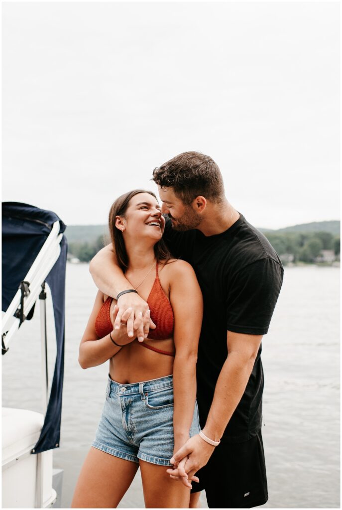 Summer Greenwood Lake NY Boat Engagement Photography by Sydney Madison Creative 