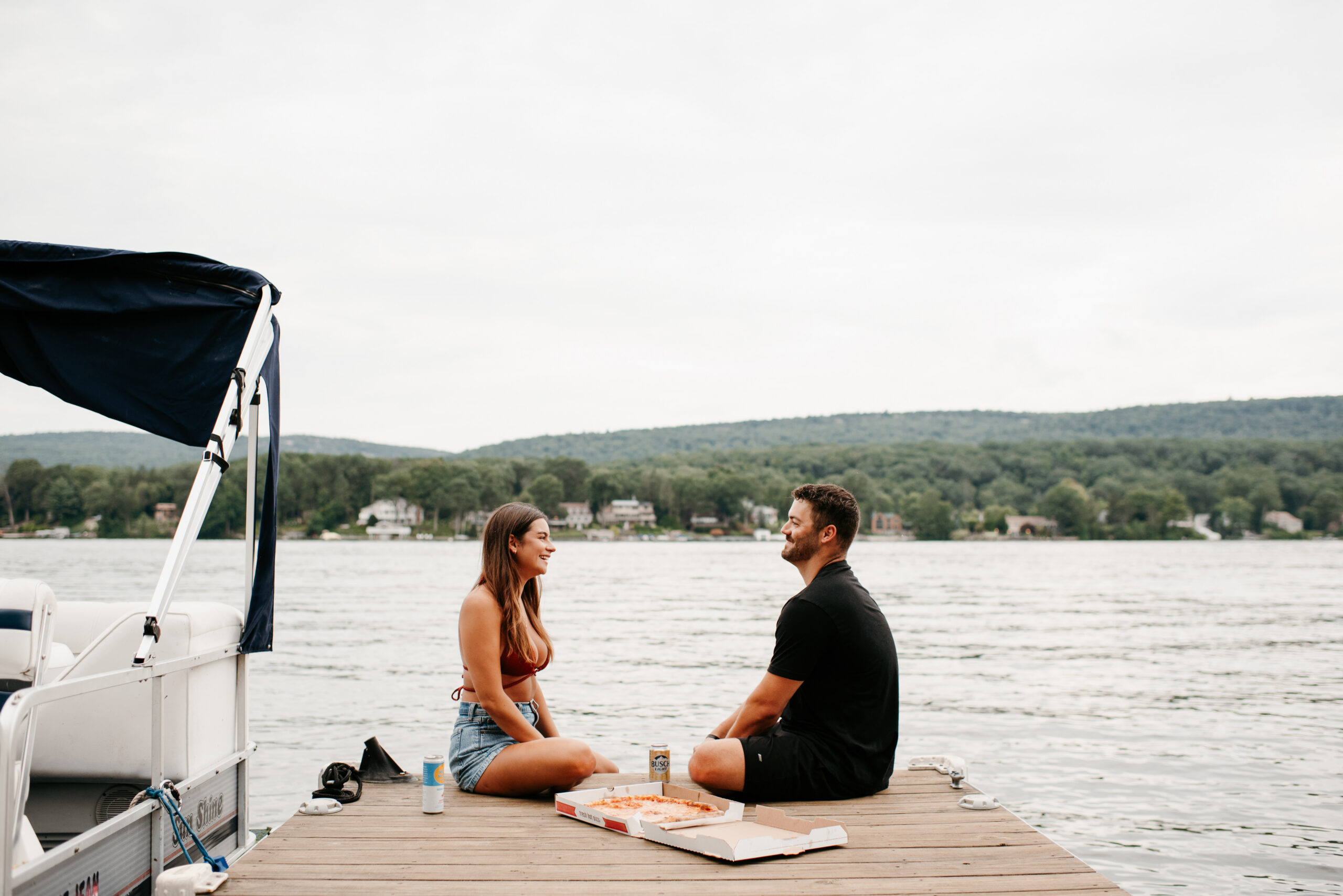 Summer Greenwood Lake NY Boat Engagement Photography by Sydney Madison Creative
