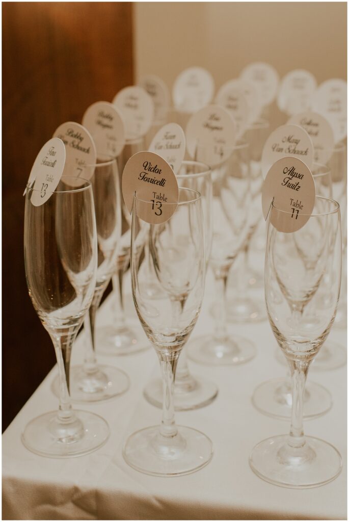 Champagne Glass Guest Table Numbers, Photos by Sydney Madison Creative