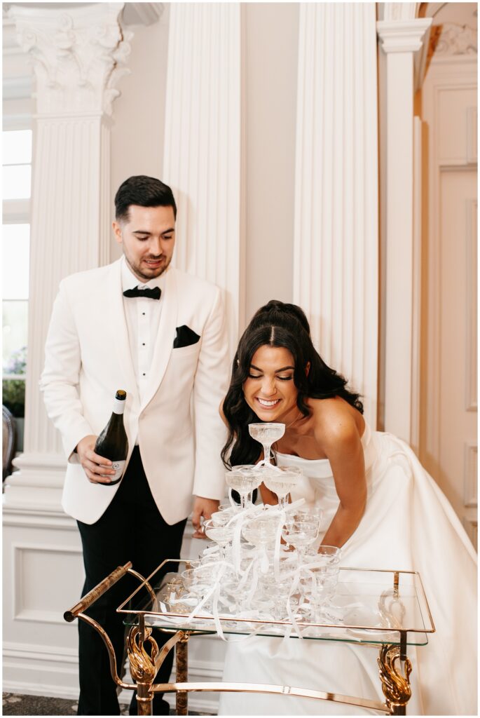 Champagne Tower Pour Park Savoy Estate NJ Wedding Photography by Sydney Madison Creative