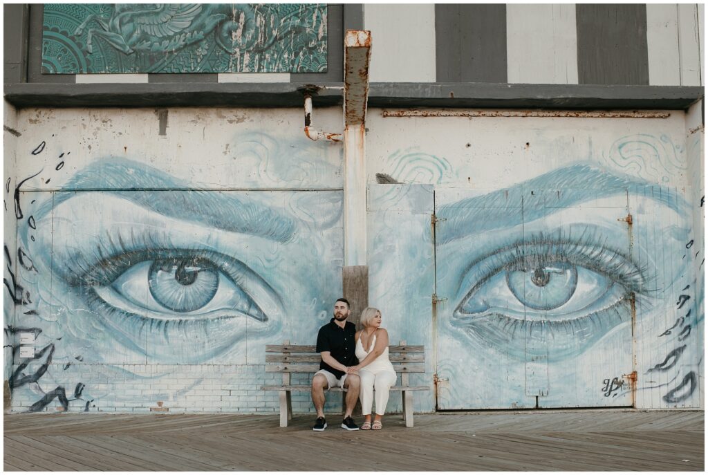 Asbury Boardwalk Mural Engagement Photography Session by Sydney Madison Creative