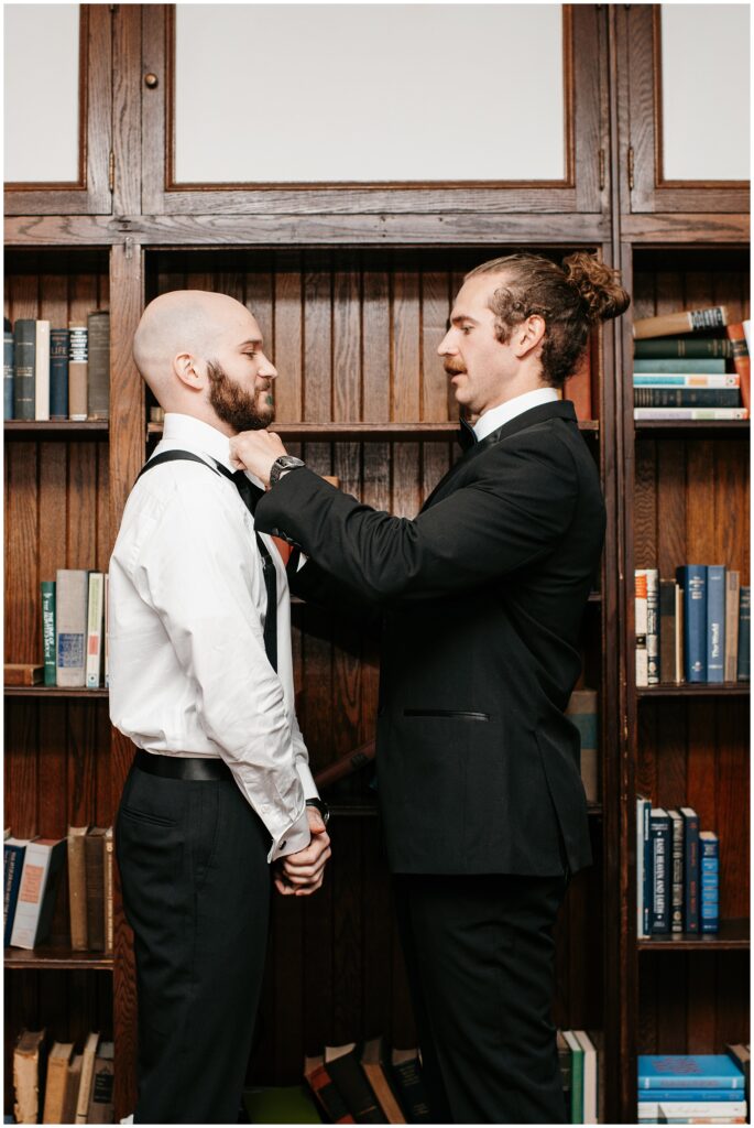 Groom Getting Readt Photos at The Community House of Moorestown, NJ by Sydney Madison Creative