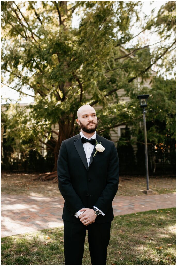 Groom Wedding Portraits at The Community House of Moorestown, NJ by Sydney Madison Creative