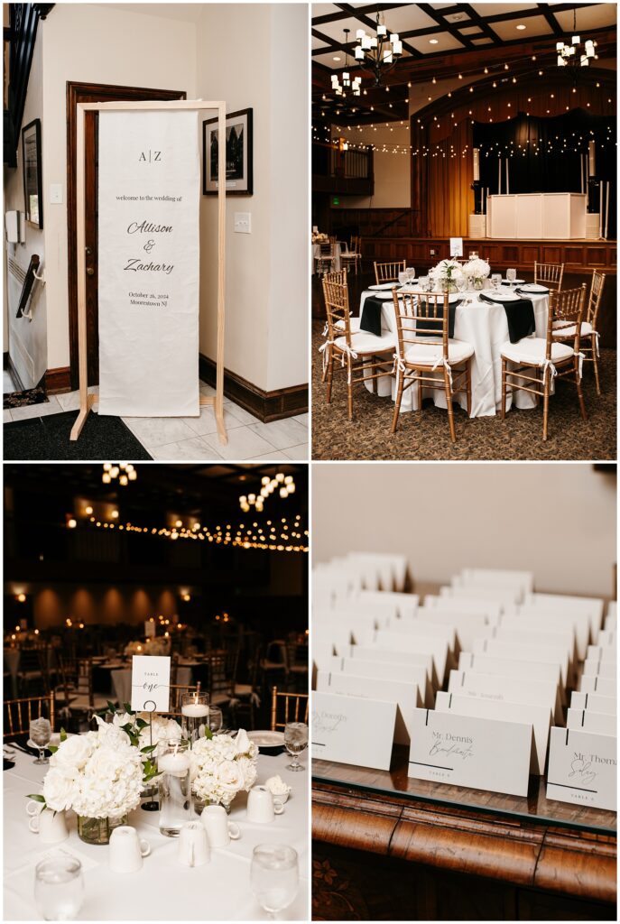 Elegent Wedding Reception Decor at The Community House of Moorestown NJ, Photography by Sydney Madison Creative