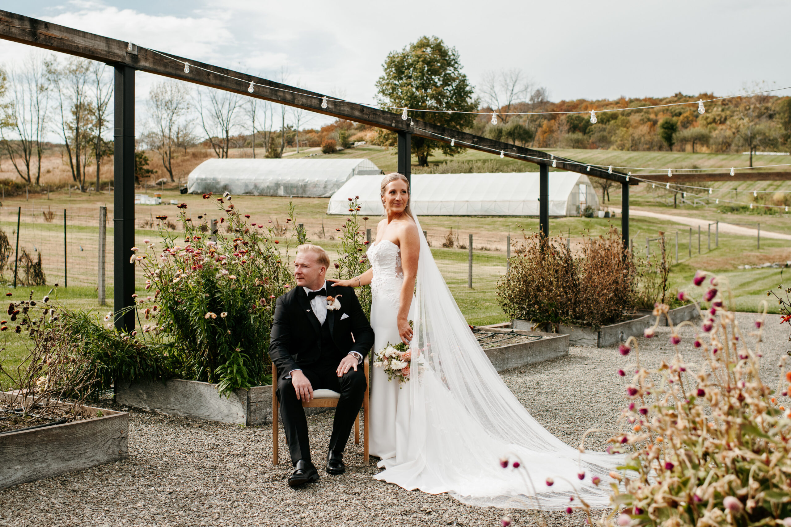 The Farm at Glenwood Mountain Wedding Couples Portrait in Garden